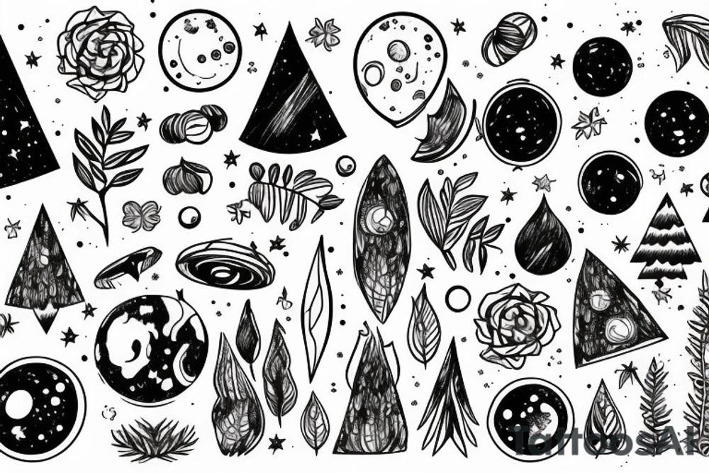 Forest with outer space above tattoo idea