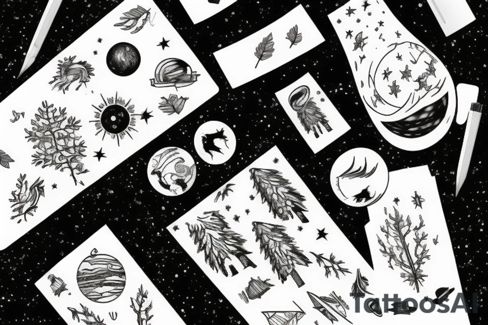 Forest with outer space above tattoo idea