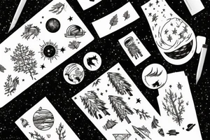 Forest with outer space above tattoo idea