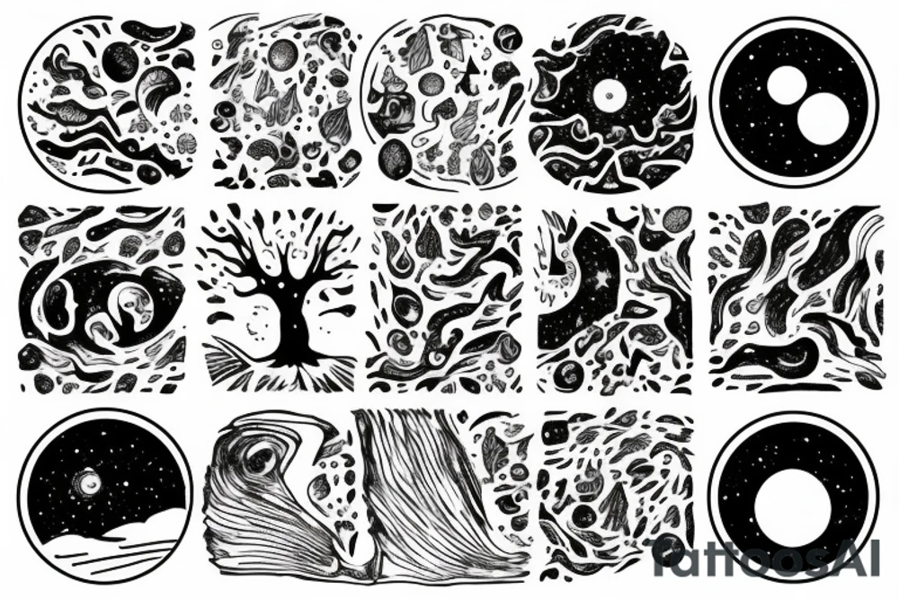 Forest with outer space above tattoo idea
