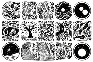 Forest with outer space above tattoo idea