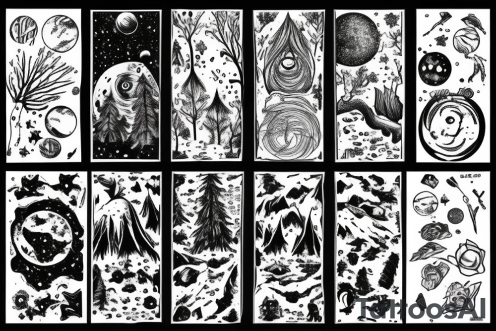 Forest with outer space above tattoo idea