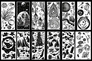 Forest with outer space above tattoo idea