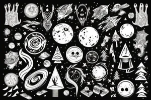 Forest with outer space above tattoo idea