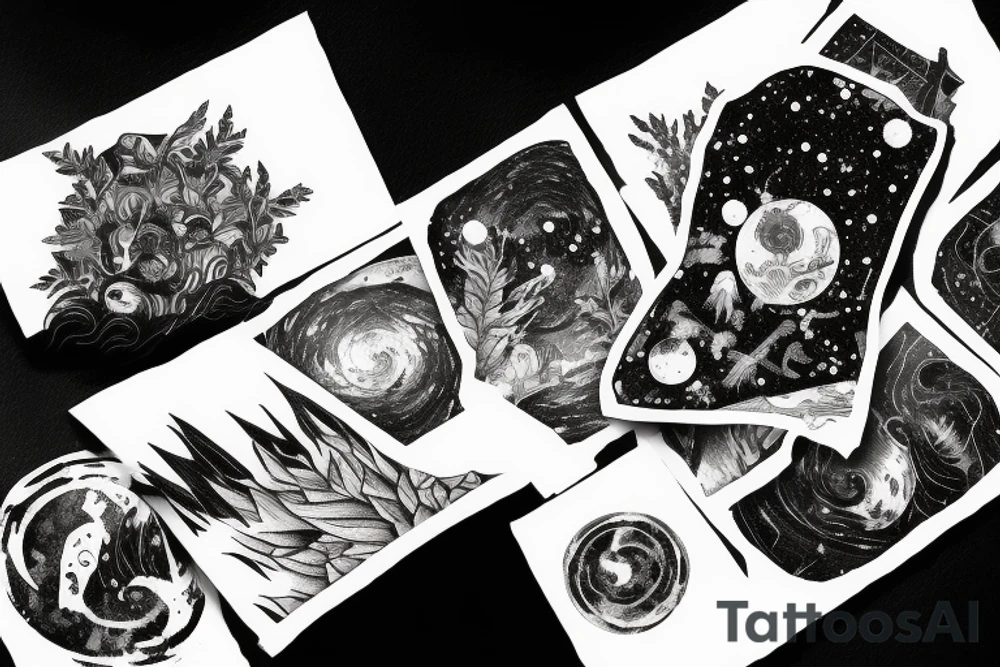 Forest with outer space above tattoo idea