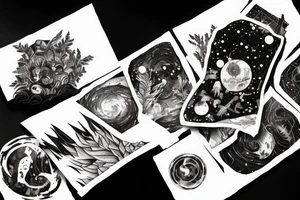 Forest with outer space above tattoo idea