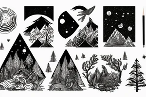 Forest with outer space above tattoo idea