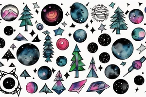 Forest with outer space above tattoo idea