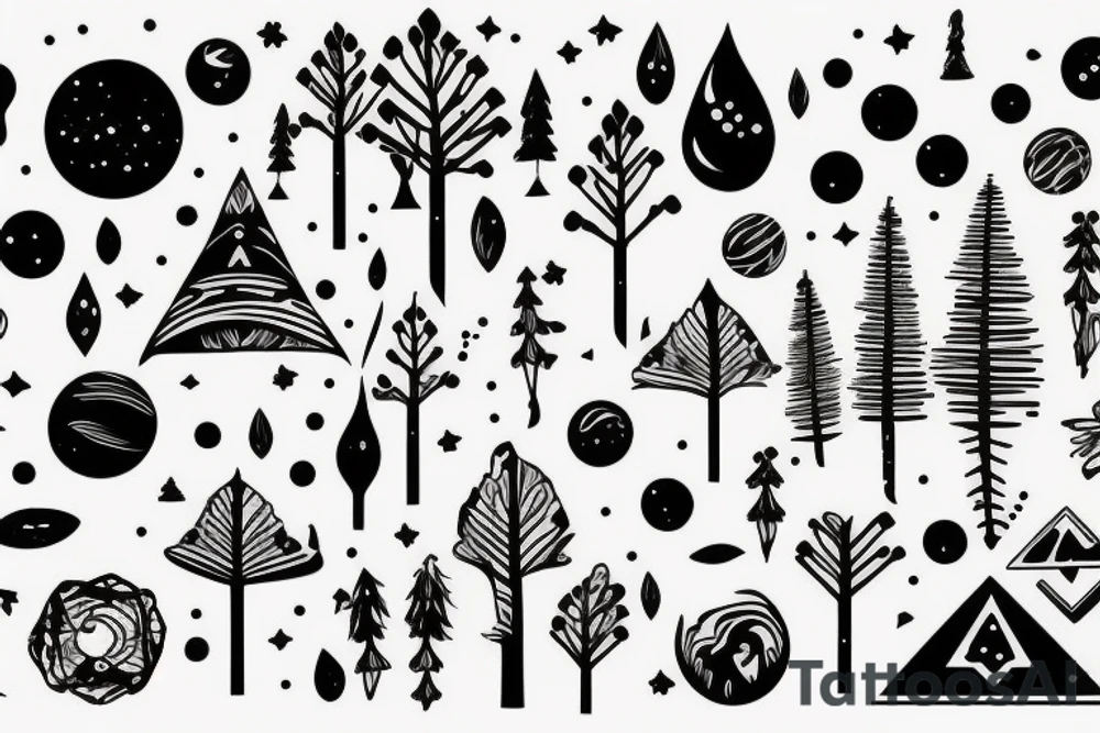 Forest with outer space above tattoo idea