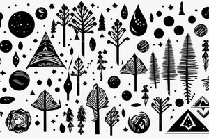 Forest with outer space above tattoo idea