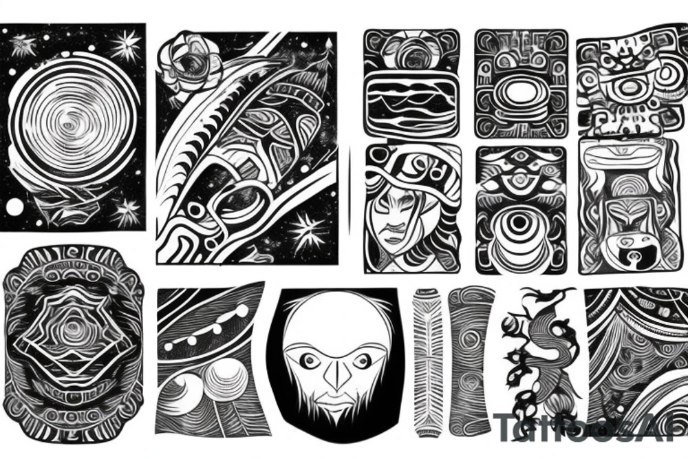 Forest with outer space above tattoo idea