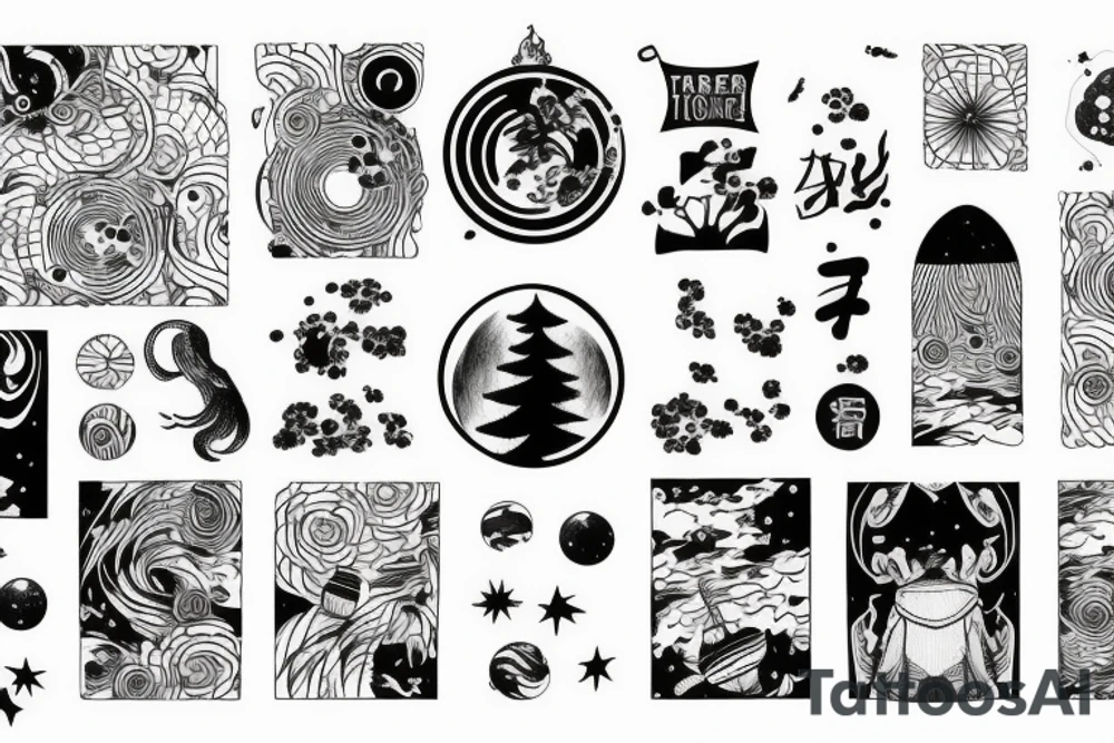 Forest with outer space above tattoo idea
