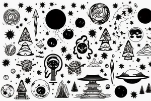 Forest with outer space above tattoo idea