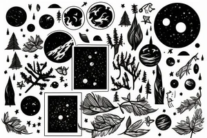 Forest with outer space above tattoo idea