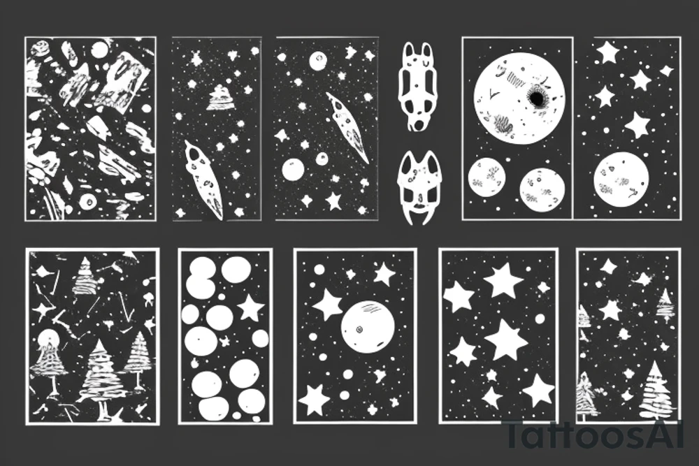 Forest with outer space above tattoo idea