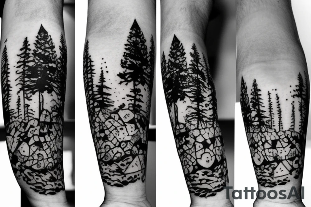 Forest with outer space above tattoo idea