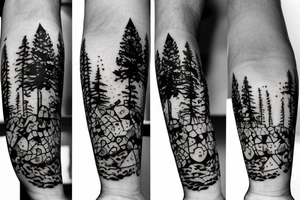 Forest with outer space above tattoo idea