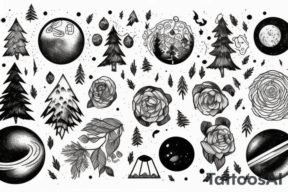 Forest with outer space above tattoo idea