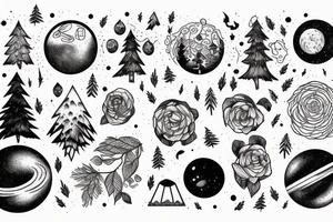 Forest with outer space above tattoo idea