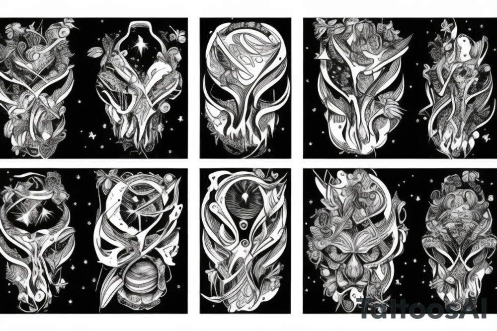 Forest with outer space above tattoo idea