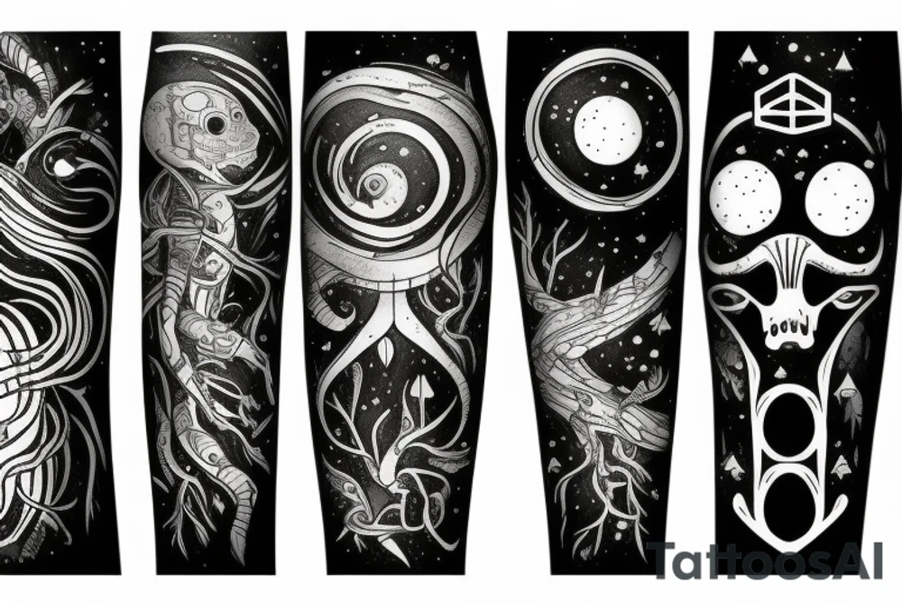 Forest with outer space above tattoo idea