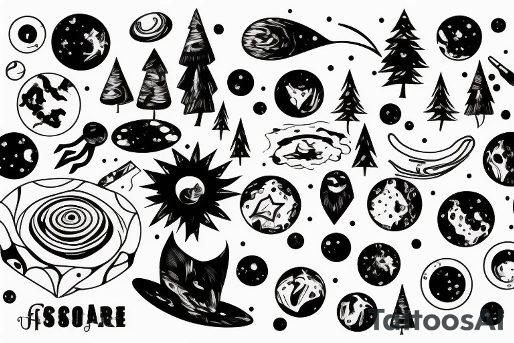 Forest with outer space above tattoo idea