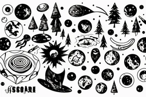 Forest with outer space above tattoo idea