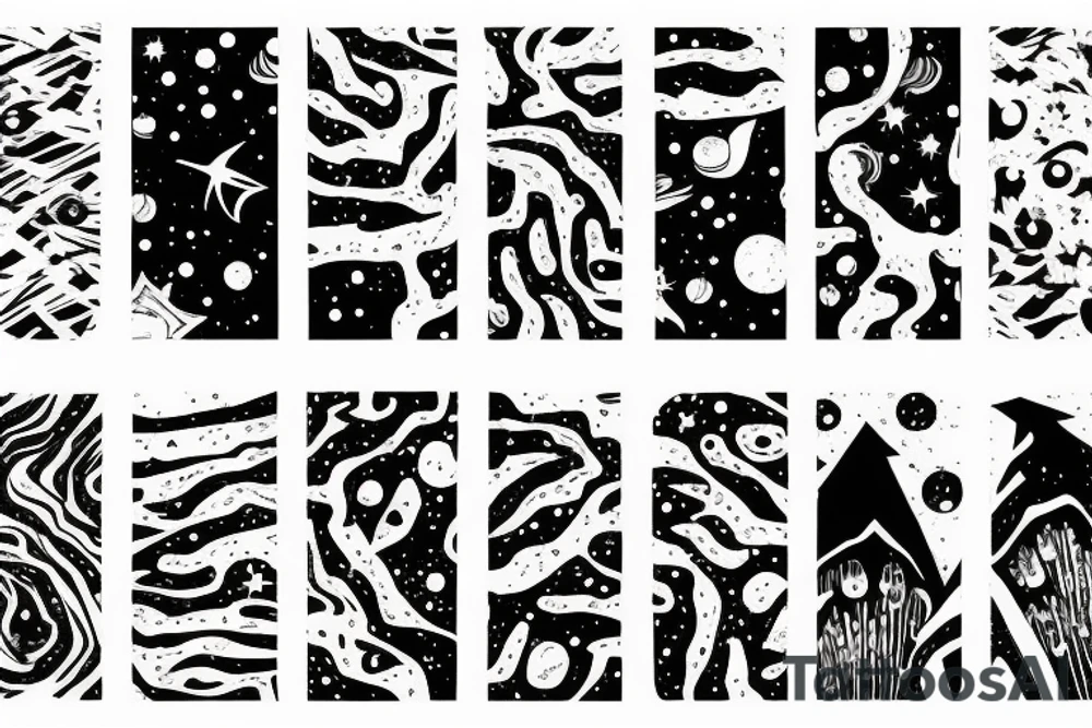 Forest with outer space above tattoo idea