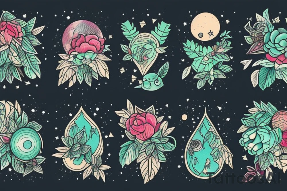 Forest with outer space above tattoo idea