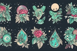 Forest with outer space above tattoo idea