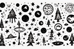 Forest with outer space above tattoo idea