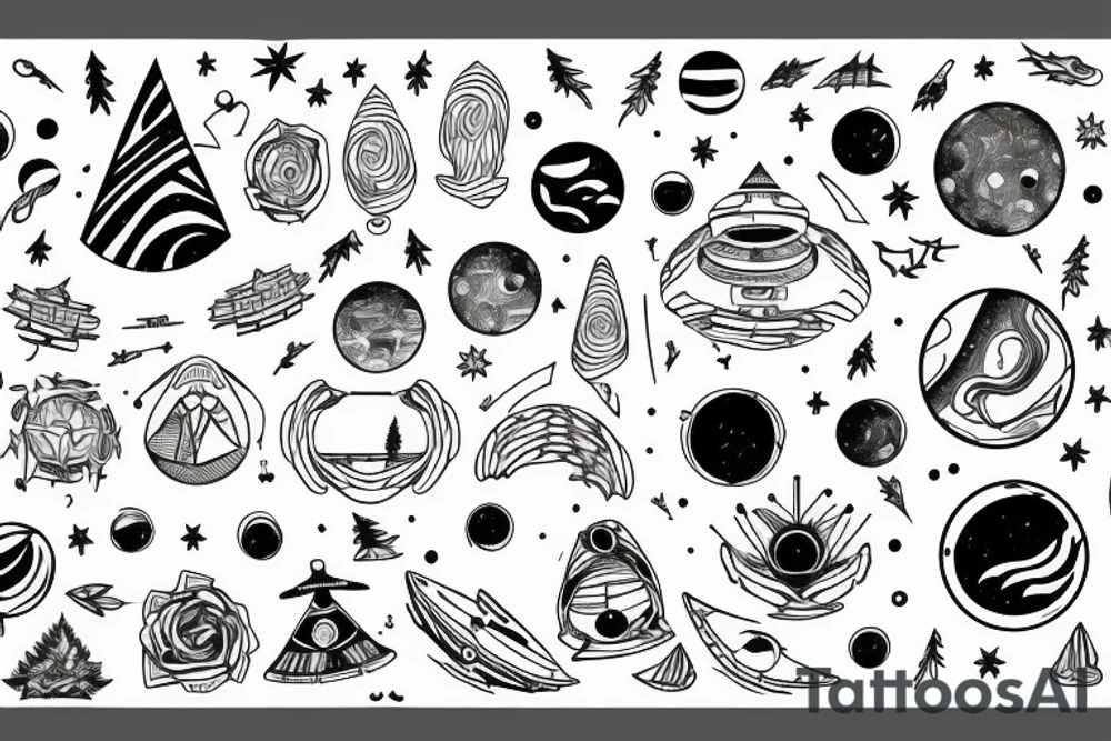 Forest with outer space above tattoo idea