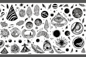 Forest with outer space above tattoo idea