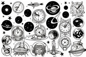 Outer space clock tattoo idea