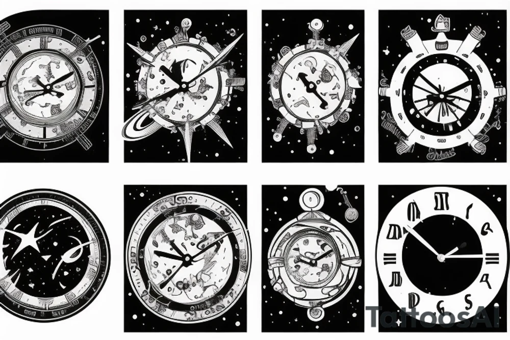 Outer space clock tattoo idea