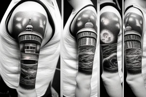 Outer space light house tattoo idea