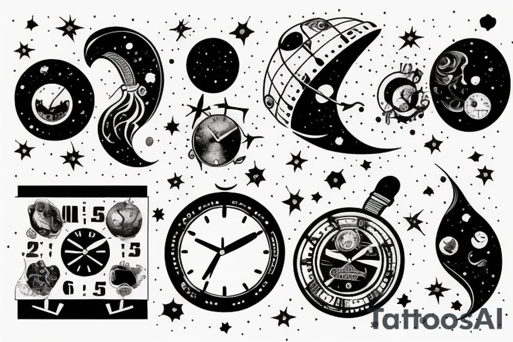 Clock outer space tattoo idea