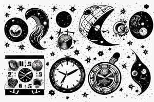 Clock outer space tattoo idea