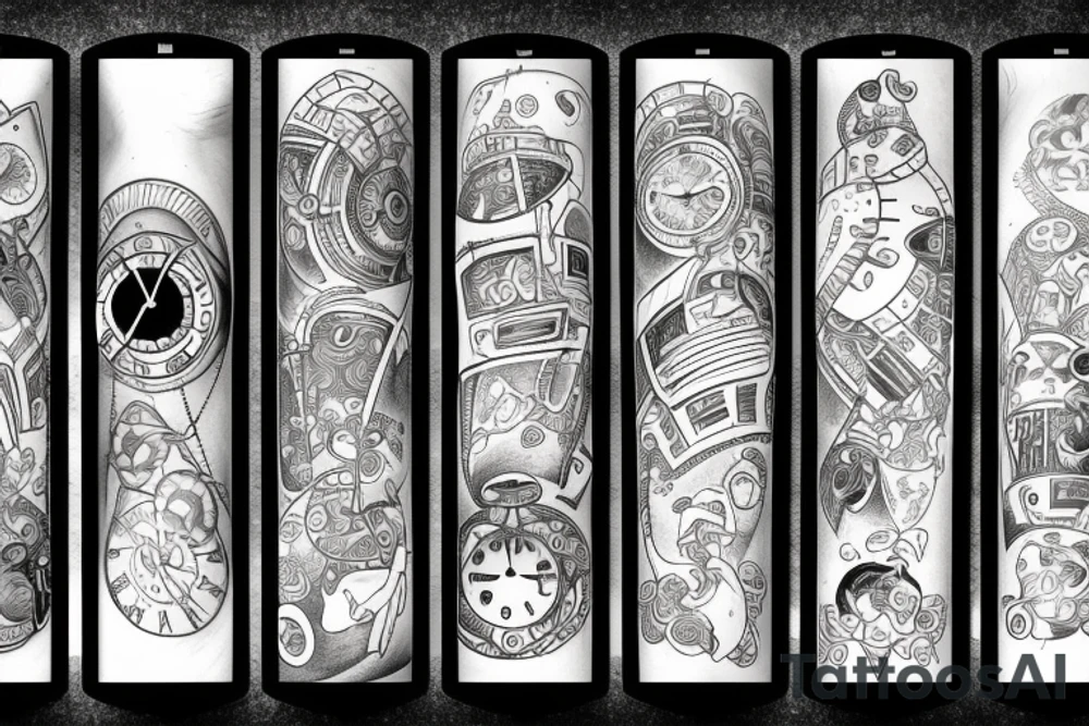 Clock outer space tattoo idea