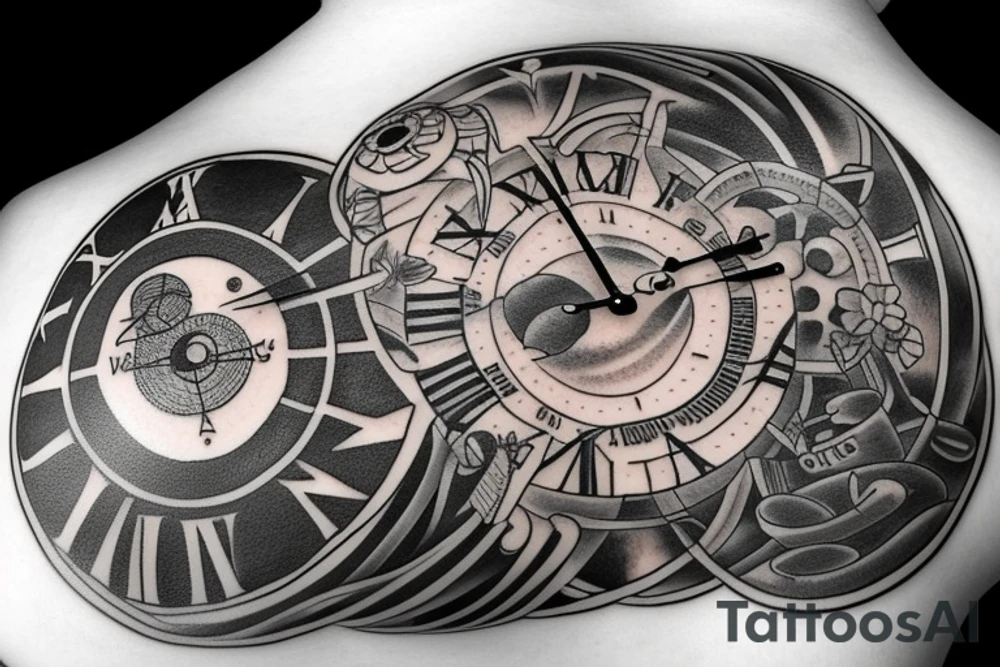 Clock outer space tattoo idea