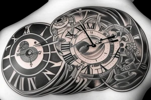Clock outer space tattoo idea