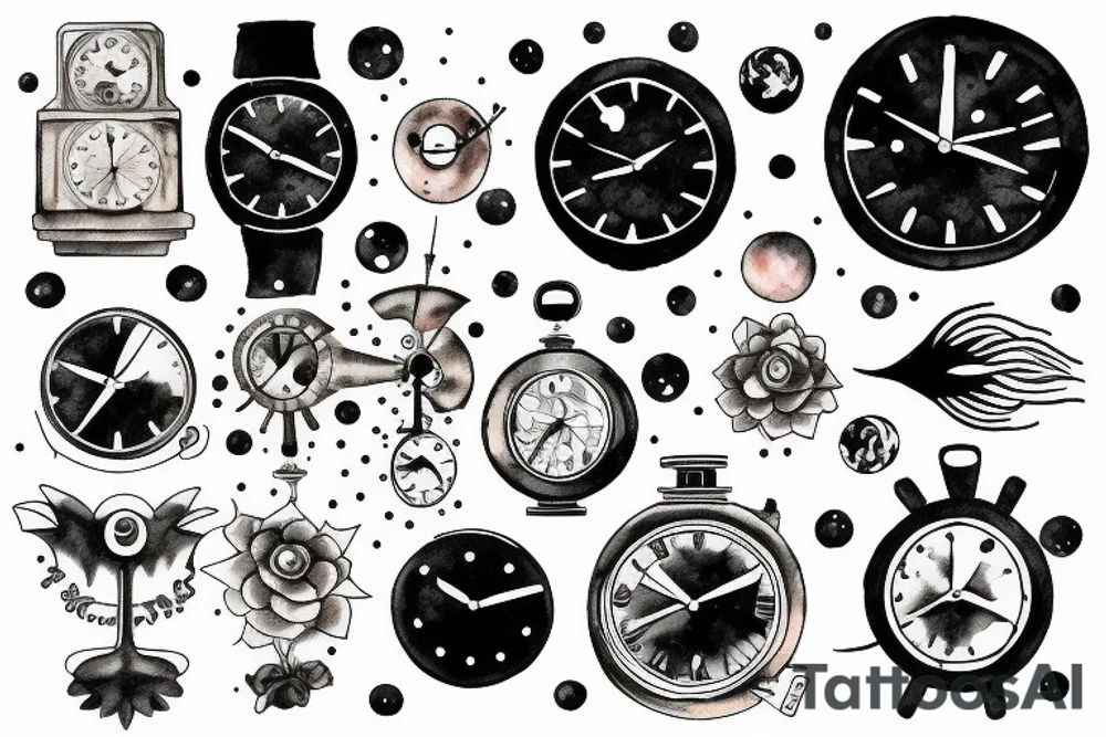 Clock outer space tattoo idea