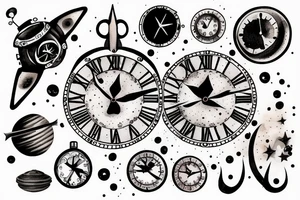 Clock outer space tattoo idea