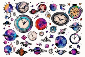 Clock outer space tattoo idea
