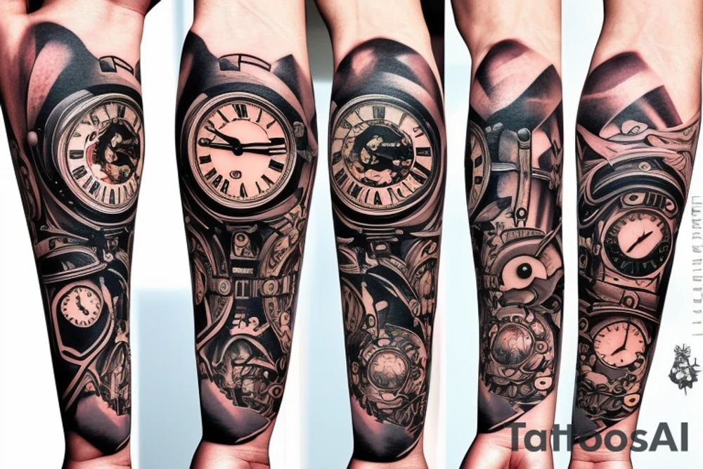 Clock outer space tattoo idea