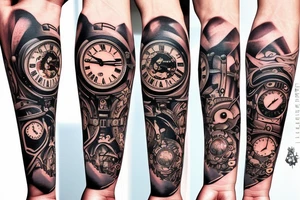 Clock outer space tattoo idea