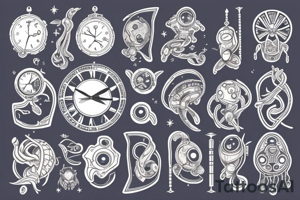 Clock outer space tattoo idea