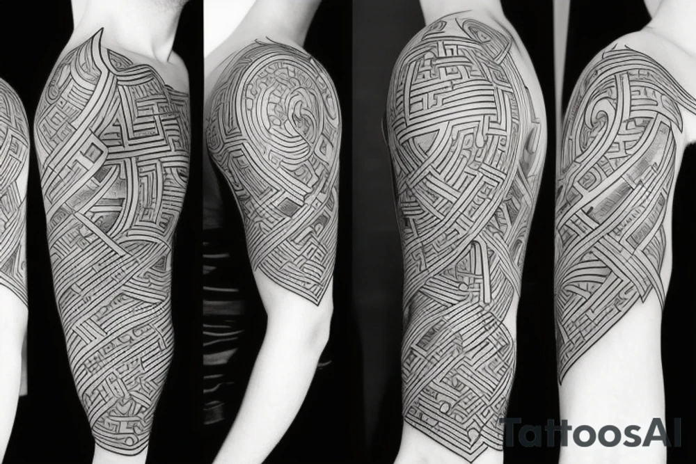 a music themed geometric artfusion tattoo tattoo idea