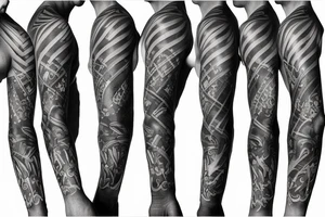 Show me a full arm sleeve tattoo for men that includes dark mythology and symbolism tattoo idea