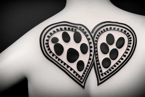 Dog paw print with heart tattoo idea